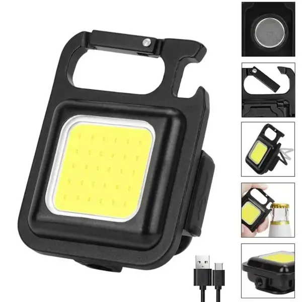 COB USB Charged Portable LED Key Chain Light