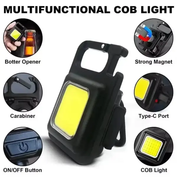 COB USB Charged Portable LED Key Chain Light