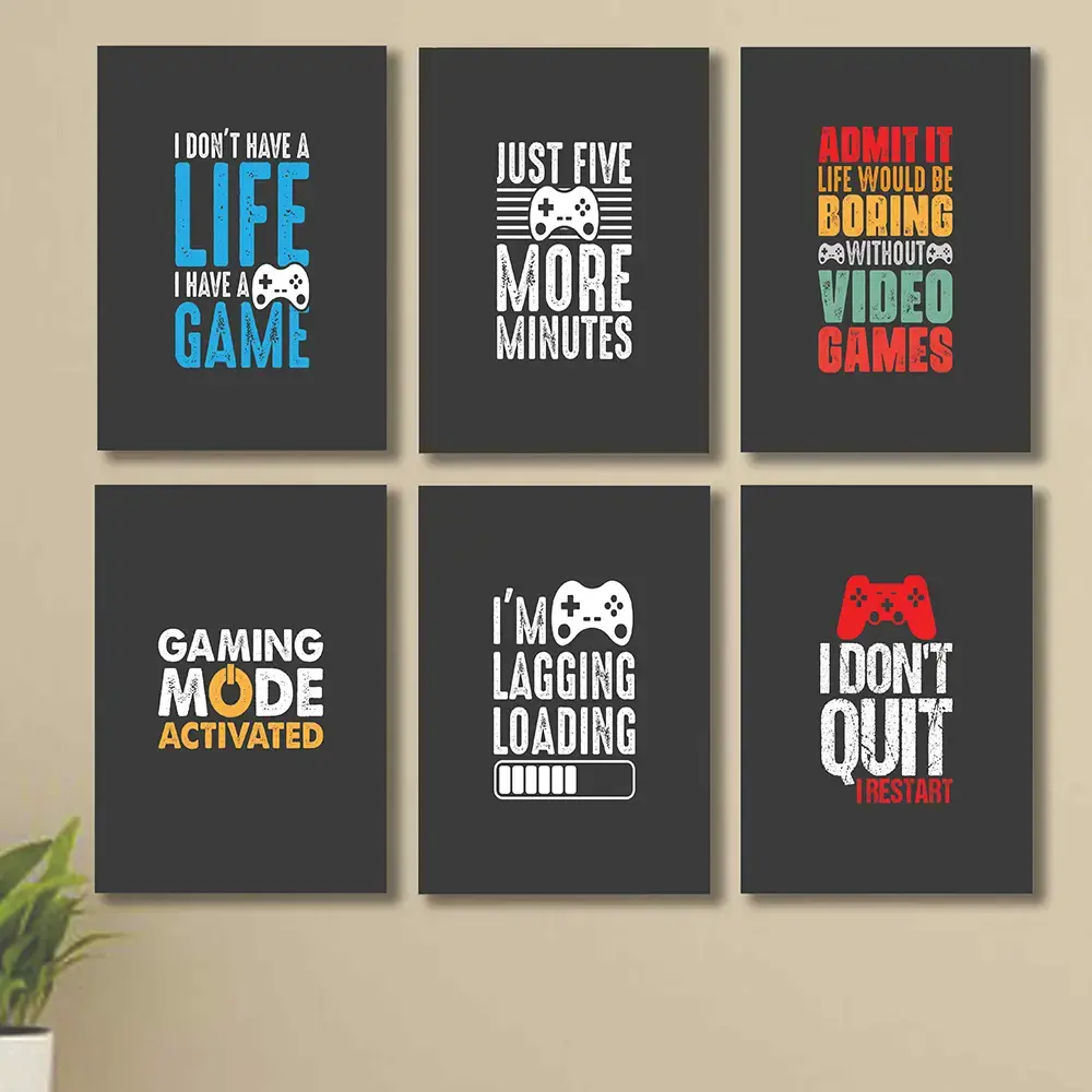 Set of 6 Wall Art Wooden Frames (Just Five More Minutes)